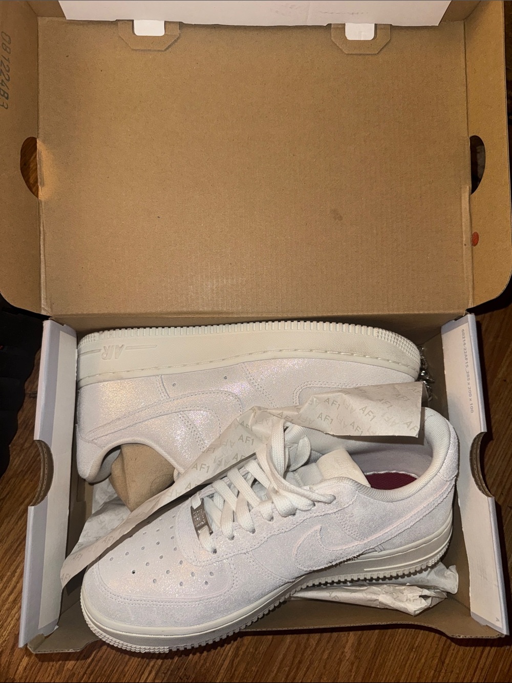 Nike White Iridescent Air Force 1 Low Sneakers Worn Once